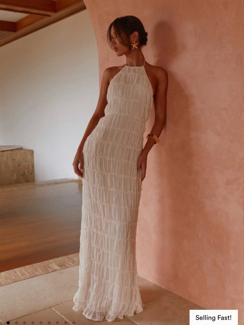 Peppermayo Ivory Halter Maxi Dress